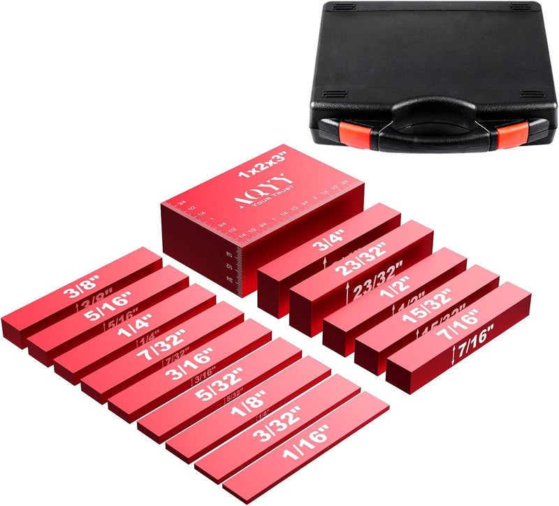 AQYY Setup Blocks Height Gauge Set, 15pcs Precision Aluminum Setup Bars for Router and Table Saw Accessories Woodworking Set Up,Bars Accessories Laser Engraved Size Markings - Image 1